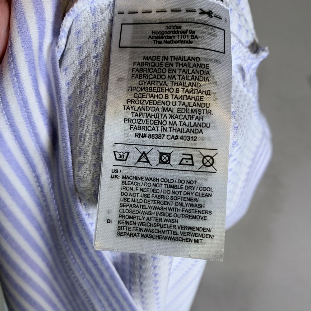 Adidas Polo Shirt Mens Large Purple Stripe Pebble Beach Golf HEAT RDY Primegreen - Picture 9 of 11